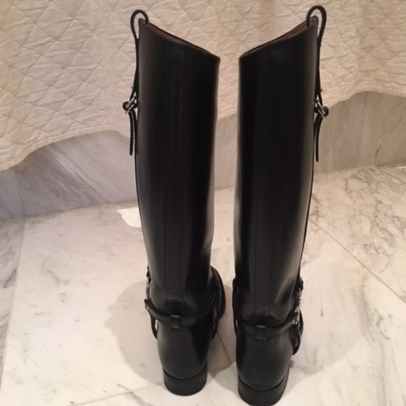 GUCCI Black Riding Boots Size 37 1/2 - Picture 6 of 7